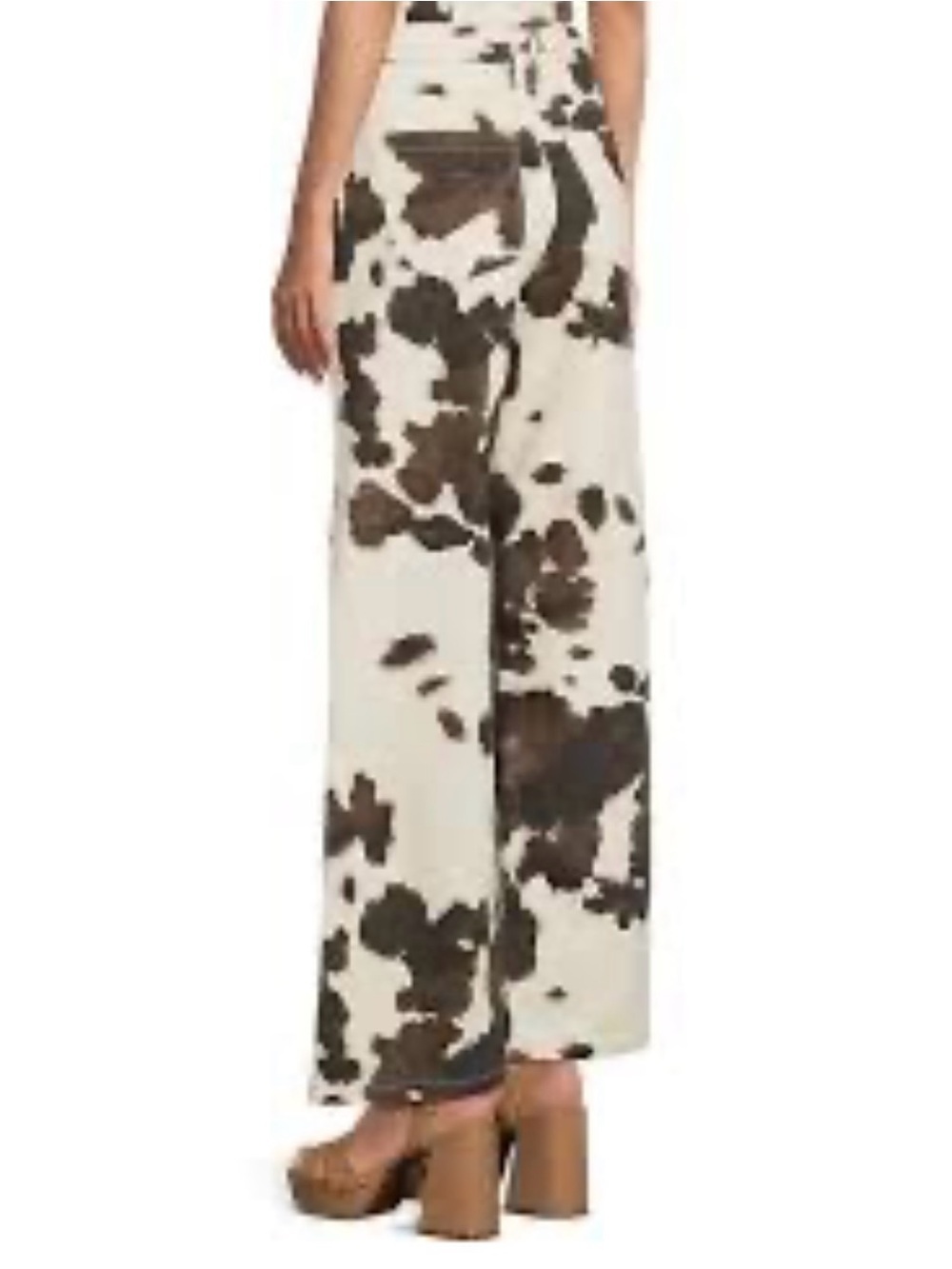 GB girls Cream and Brown Cow-Print Wide Leg Pants
